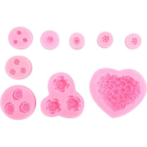 9 moules en silicone uniques en forme de cœur et de rose pour la cuisson de gâteaux au chocolat, accessoires de pâtisserie à faire soi-même