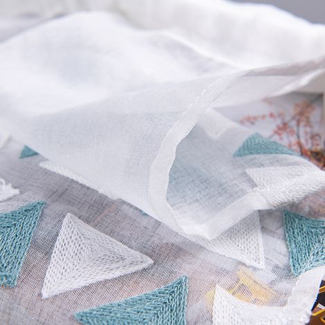 [Voile de cuisine] Voile décoratif pour fenêtre et cabinet tiers embroiderie - Polyester 100x50cm, lavable à la main, 1 pièce, décoration élégante pour salon ou bureau (1/5)