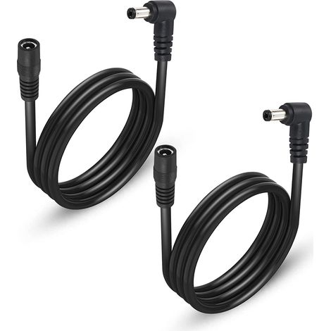 Lot de 2 câbles d'extension d'alimentation DC5525,câble Adaptateur d'alimentation DC 5,5 mm x 2,5 mm à Angle Droit mâle vers Femelle,Cordon Robuste de 0,9 m 18 AWG pour Bande Lihgt,CCTV,etc (1/5)
