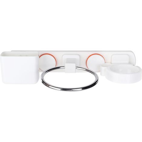 Porte-Serviette Anneau - Support Sèche-Cheveux Et Peigne - Ventouse Puissante Sans Perçage - Pour Salle De Bain Lisse - 1 Pièce (1/5)