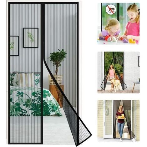 Magnetic Door Curtain/Mosquito Screen for Doors and Windows, Anti-Mosquito and Fly Screen, Black (120x210 CM) (1/4)
