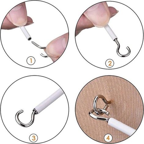 1 Kit Câble Rideau 2M Blanc, Corde Suspendue Robuste avec 4 Œillets et 4 Crochets, pour Fenêtres Murs Plafonds (1/5)
