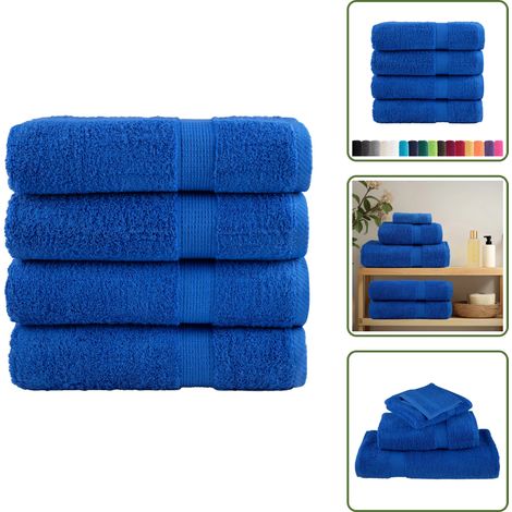 The Living Store Premium Handtücher SOLUND 4 Stk. Blau 50x100 cm 600 g/m² - Baumwolle (1/5)