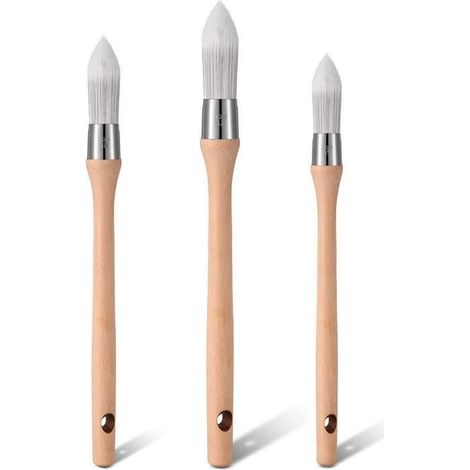 Pinceaux Ronds à Rechampir Synthétiques - 3 Paquets - Qualité et Robustesse - Taille 15, 18, 21 (1/4)