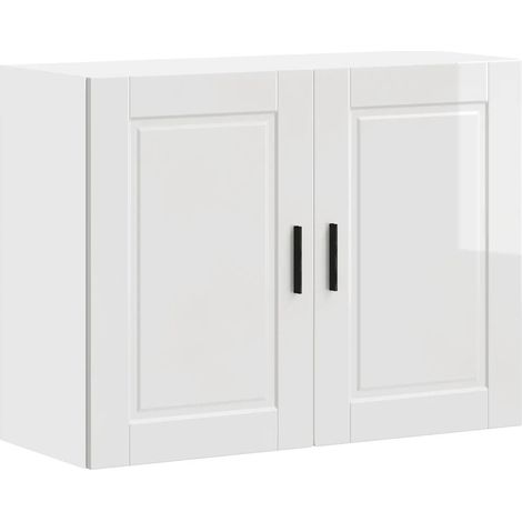 Moderno pensile da cucina 80 x 31 x 60 cm grande spazio di archiviazione bianco in legno ingegnerizzato bianco lucido 020050374