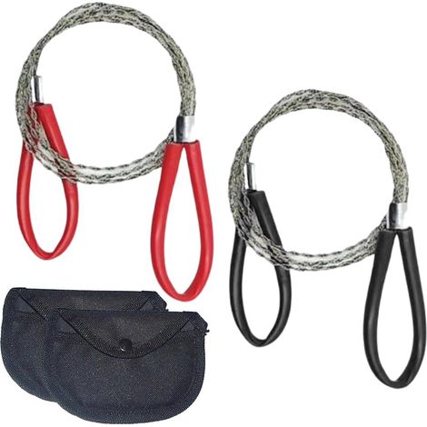 2pcs Manual Wire Saw Stainless Steel Pocket Saw with Buckles Portable Chain Bocfil Quickly Stored Survival Gear for Camping Garden Outdoor (77cm) (1/5)