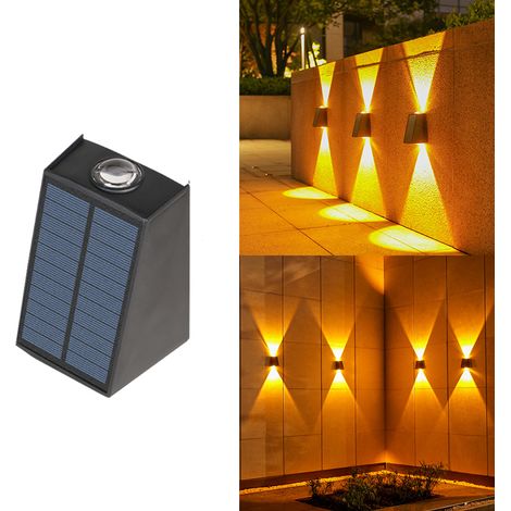 Luci solari a LED, lampada da parete a energia solare per esterni, impermeabile, decorazioni da giardino, luce solare per strada, balcone, luce gialla (1/5)