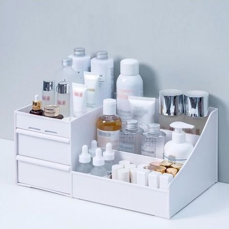 Grande capacité cosmétique boîte de rangement maquillage tiroir organisateur bijoux vernis à ongles - Type WHITE-28x17x13cm C (1/4)