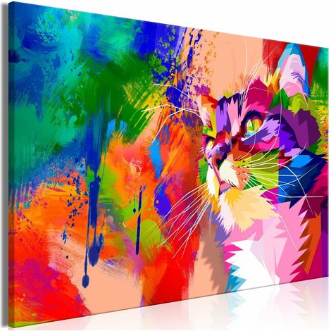 Tableau chat coloré large - 120 x 80 cm (1/4)