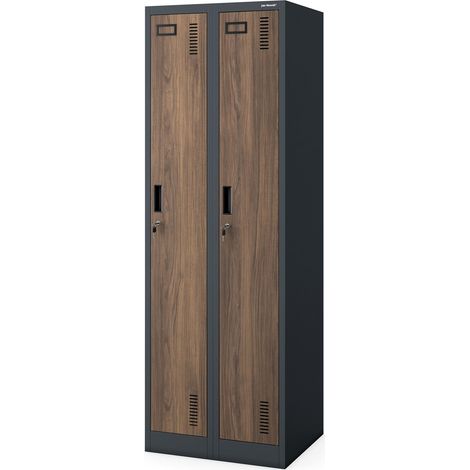 Casier vestiaire à deux compartiments pour employés anthracite, noyer, 600x1800x500 mm: KACPER II Eco Design