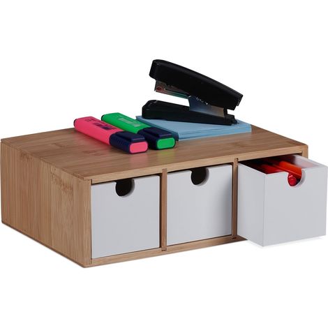 Cassettiera in bambù e MDF 3 scomparti