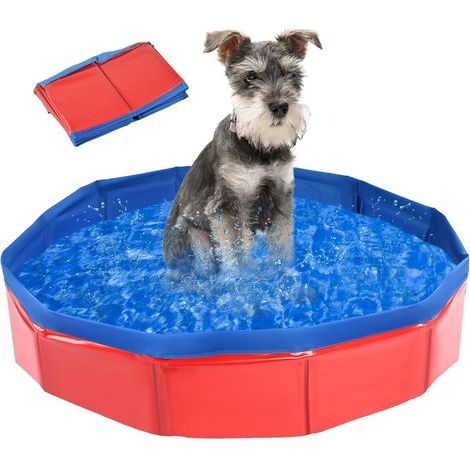 Faltbarer Hundepool, rutschfeste Badewanne, tragbarer Pool für Hunde und Katzen, geeignet für Haustiere und Kinder (50 x 10 cm), Rot (1/5)