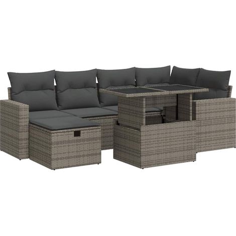 Maison Exclusive - Set de sofás de jardín 7 pzas con cojines ratá (1/5)
