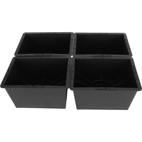 Lot de 4 rehausseurs de lit empilables en ABS antidérapant, pour lit, bureau, canapé, table, noir, 10 cm (4 pouces). (1/5)