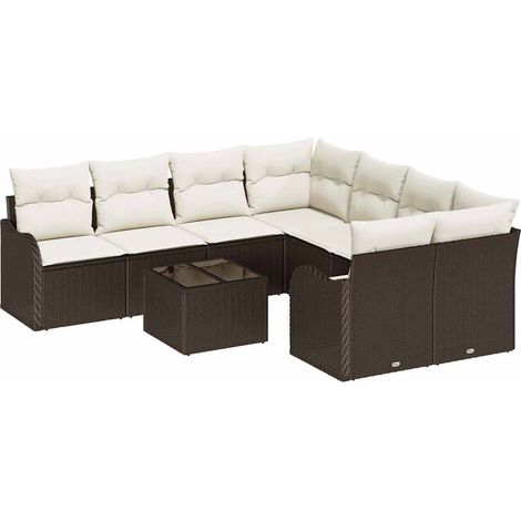 Maison Exclusive - Gartensofa-set mit Kissen mit Speicher 9 pcs B