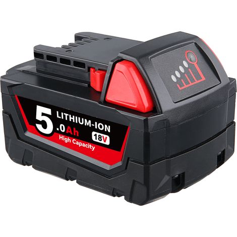 Für Milwaukee M18 Akku 18V XC 5.0Ah Li-Ion M18B6 48-11-1860 48-11-1852 M18B 48-11-1840 48-11-1828 48-11-1820 48-11-1815 48-11-1850 (1/5)