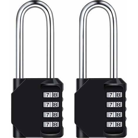 Zahlenschloss 2,6" lang, [2er-Pack] Wasserdichtes 4-stelliges Zahlenschloss, wetterfestes Metall und verzinkter Stahl, für Schulen, Fitnessstudios und Schließfächer (1/5)