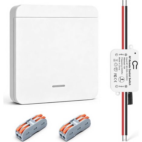 Interrupteur Sans Fil Set avec Récepteur 10A 2300W 433MHz Kit Interrupteur Radio Portée 30M Étanche et Ignifugé Pour Lampe Plafonnier Appareil Électrique (1/5)