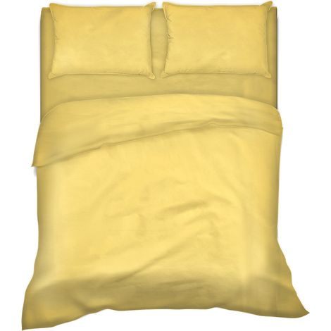 Completo letto lenzuola tinta unita 100% cotone made in Italy 6 misure parure Giallo - 1 Piazza maxi