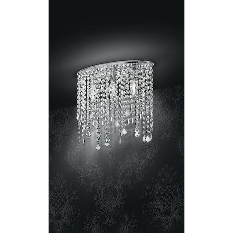 Plafoniera BREEZE in metallo cromato con pendenti in cristallo