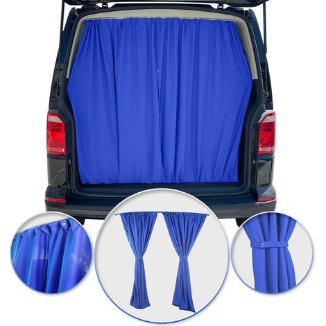Rideaux De Porte Hayon pour Renault Trafic L2 Bleu Foncé Tissu (1/5)
