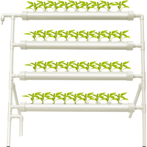 Stand de culture d'hydroponie, tuyaux PVC-U de qualité alimentaire, système de jardinage de 4 couches 36 sites de plantes, pour les légumes, les fruits et les herbes (1/5)