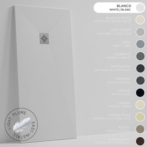 SOULHOME Piatto Doccia in Resina Alleggerita texture Ardesia -Colore Bianco - 60X60 cm Ultrapiatto Include Piletta di scarico e Griglia (1/5)