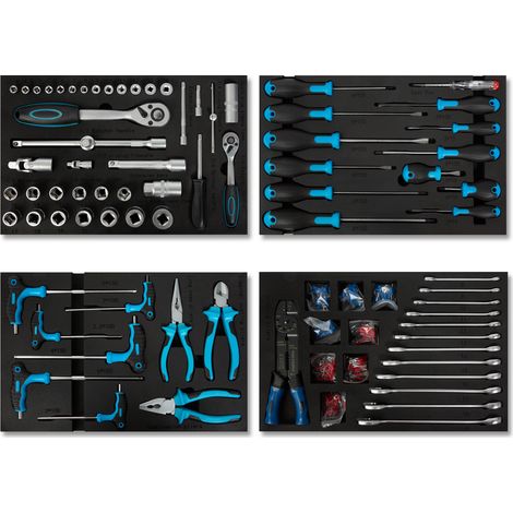 Eberth – Set d’outils multitâches 81pcs – Inserts mousse pour servante atelier – Outils en métal dur avec poignées ergonomiques antidérapantes