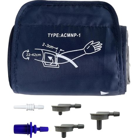 Brassard Tensiomètre Bleu 22 à 42 cm avec 6 Connecteurs, Brassard pour Tensiomètre Compatible avec 42, pour Mesure de Tension Artérielle (1/5)