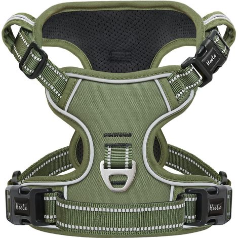 Harnais Anti-Traction Réglable pour Chien avec Poignée Rembourrée et Bandes Réfléchissantes Gilet Confortable Respirant pour Chiens de Petite Moyenne et Grande Taille