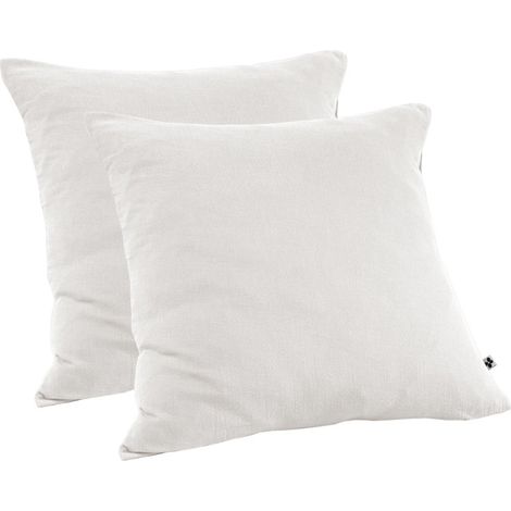 Lot 2 taies d'oreillers 60x60 cm double gaze de coton blanc - PEPA 1 (1/5)
