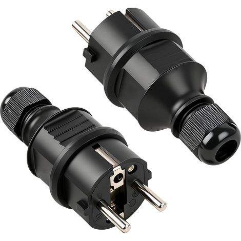 2 PCS Fiches Mâles 250V 16A, Fiche Male Prise electrique, Prise Electrique Male, Prise Électrique de Sécurité avec Protection, Connecteur pour Câbles d’Alimentation Extérieurs et Intérieurs (1/5)