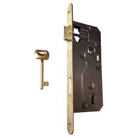 SERRATURA PER PORTE IN LEGNO 'PATENT GRANDE' FRONTALE BORDO TONDO BONAITI E50 Nichelata - BONAITI