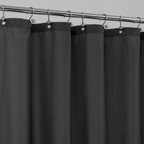 Extra langer Duschvorhang, wasserdichter Stoff, weich und leicht, maschinenwaschbar, 180 x 200 cm, Schwarz