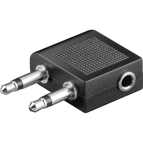 Adaptador de auriculares para avion jack 3.5  Negro (1/4)