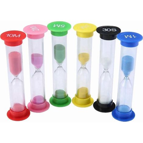 6 Stück Sanduhr-Timer aus Kunststoff, kleine Sanduhr
