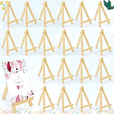 QINERSAW 20 PCS Petit Chevalet de Table en Bois Mini Chevalet Trépied Pliable Triangle pour Cartes de Visite, Album Photo, Téléphone Portable, 14.481.7cm (1/5)