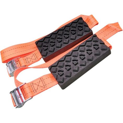 Lot de 2 Planches de Désensablage Auto, Tapis Antidérapant Portatif avec Chaînes, Adhérence Robuste Fiable pour Voiture, Secours sur Sable (1/5)