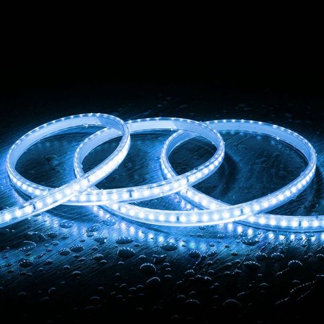 Striscia LED 220V SMD2835 120LED/m IP65 Larghezza 12mm Taglio ogni 20cm Monocolore Blu 2 m (1/4)