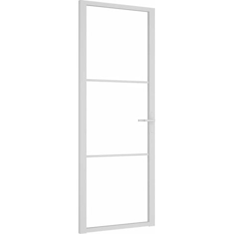 Porte intérieure,Porte d'entrée 76x201,5 cm Blanc Verre ESG et aluminium CFW16365 (1/5)