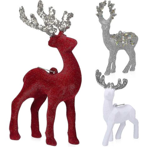 Rentier-Weihnachtsdekoration, 15-teiliges Set, niedliche Hängeornamente in verschiedenen Farben, dekorative Innenskulpturen (1/5)