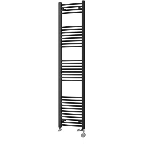 Zennor - Black Dual Fuel Towel Rail H1800mm x W400mm Thermostatic - Curved (1/3)