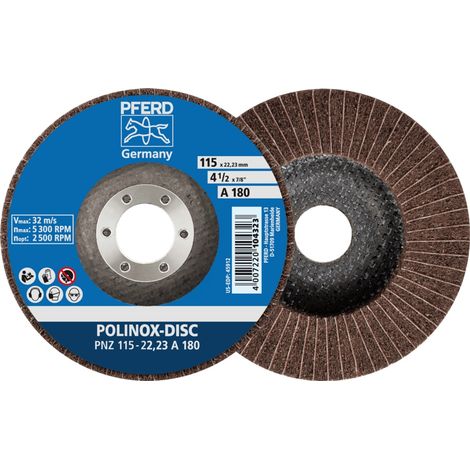 PFERD POLINOX Vlies-Schleifdisc PNZ Ø 115 mm Bohrung-Ø 22,23 mm A180 für Feinschliff und Finish (1/5)