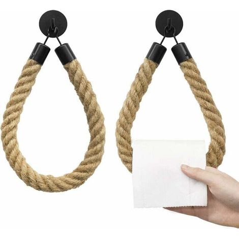 Toilettenpapierhalter, kein Bohren erforderlich, Vintage-Handtuchhalter, wandmontierter Toilettenpapierhalter mit 2 schwarzen Klebehaken, Toilettenpapierhalter für die Küche (1/4)