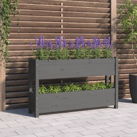 Jardinière, Pot de fleurs Gris 112x25x66 cm Bois massif de pin BVM51491 (1/5)