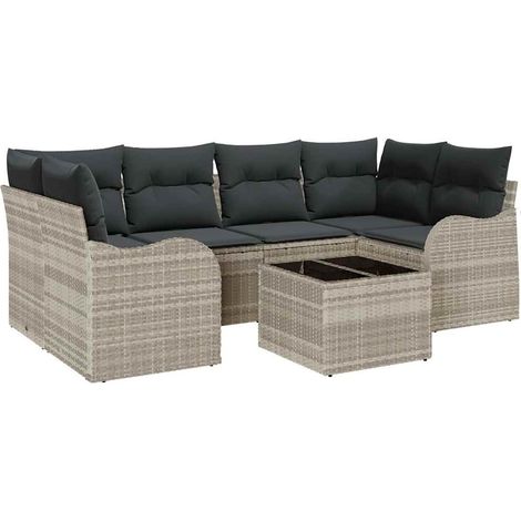 Maison Exclusive - Set Divano da Giardino Grigio chiaro 55 x 55 x 37 cm polyrattan