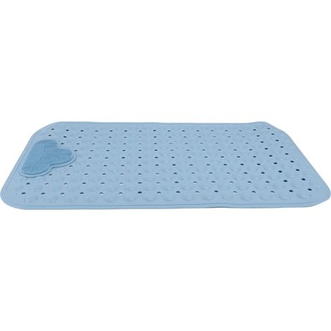 Tapis douche antidérapant TPE massage pieds – Baignoire ventouses nuage gomme salle bain bleu 70x40cm, salle de bain (1/2)