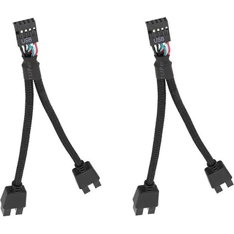 Câble d'extension USB 2.0 9 broches vers double 9 broches pour carte mère d'ordinateur, noir, haute qualité (1/5)