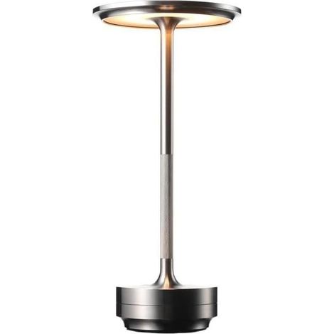 Argenté Lampe de Table Rechargeable et Portable, avec Variation d'Intensité LumiNeuse, pour Bureaux, Chambres, Restaurants et Bars (1/5)