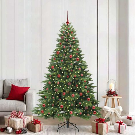 Künstlicher Weihnachtsbaum mit 300 LEDs Grün 210 cm PE und PVC